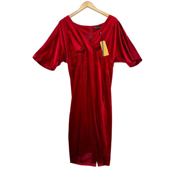 GownTown Womens Velvet Dress Elegant Classic Retro Style XXL Red Holiday - Picture 1 of 11